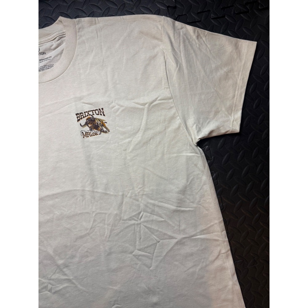 Brixton MFG Co Mens XXL Cream Charging Bull Graphic T-Shirt Standard Fit Cotton - Picture 4 of 8